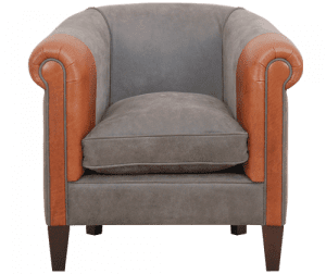 Delta-chesterfield-eigentijds-fauteuil-josh-grey-cognac-vooraanzicht