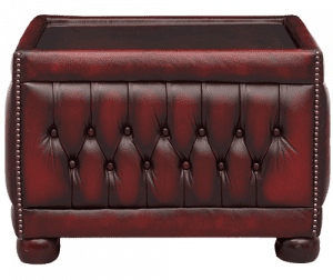 Delta-chesterfield-traditioneel-table-pouffe-glass-top-vooraanzicht-antique-red