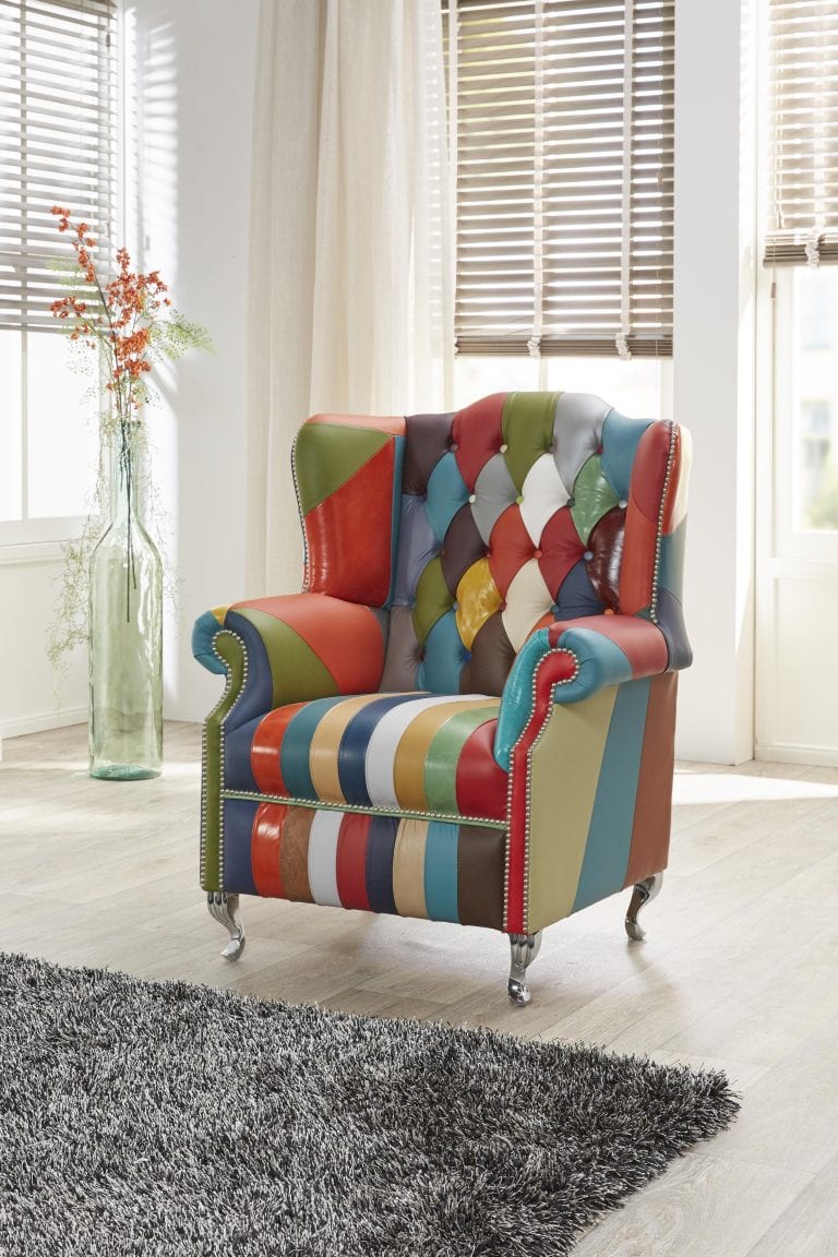 Multicolor chesterfield stoel plainwing stripe seat