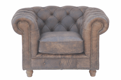 Traditioneel Engels chesterfield in vintage leer