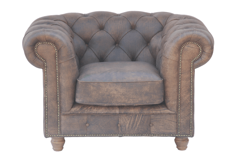 Traditioneel Engels chesterfield in vintage leer