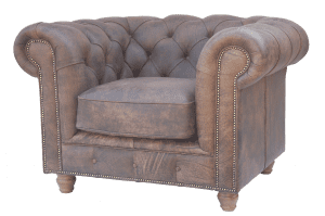 Traditioneel Engels chesterfield in vintage leer