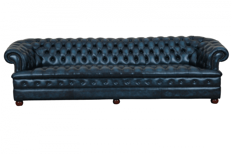 Blauwe chesterfield 5 zits met geknoopte zitting