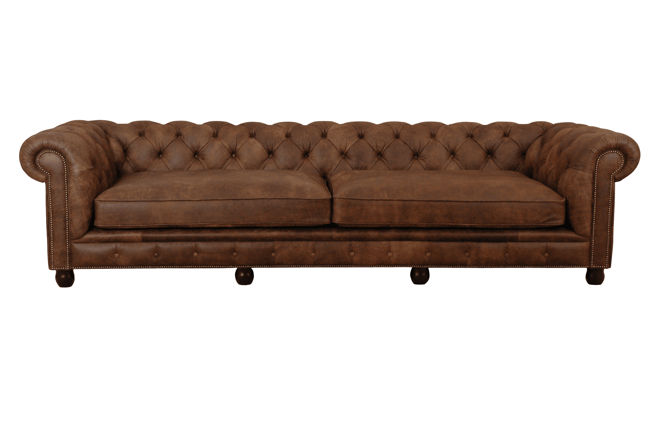 Jill 4 zits bank chesterfield 300 breed extra diep in Vintage leer - Delta