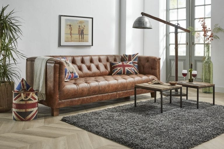 Burton chesterfield 3,5 zits bank Vintage sfeerimpressie