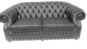 zwarte vintage 2,5 zits windsor chesterfield