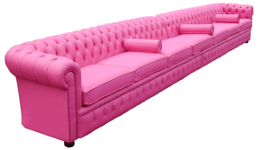 Roze chesterfield bank van 600 cm