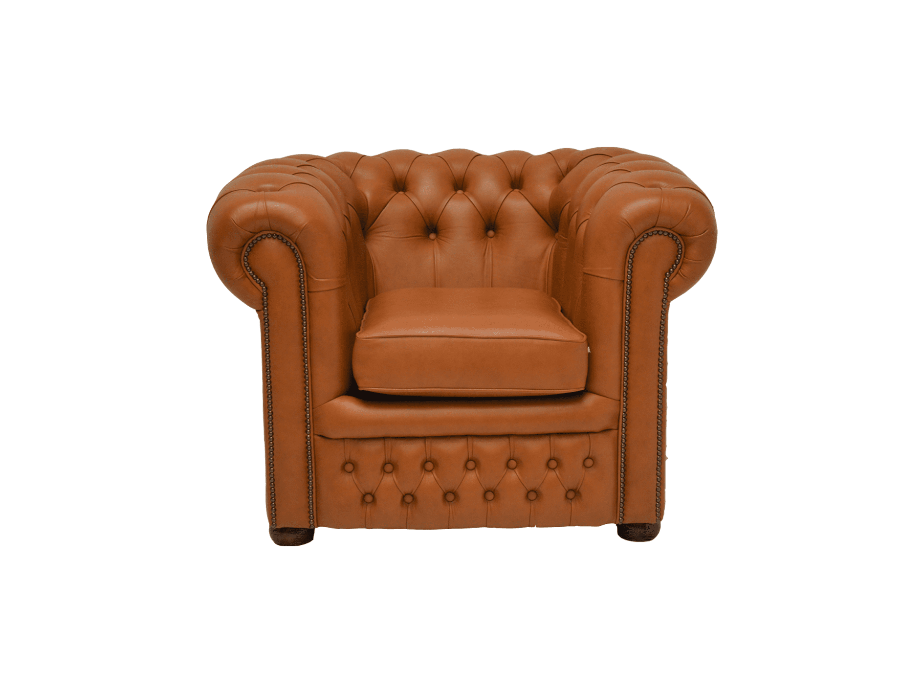 Gebruikte cognac kleurige Burnley chesterfield stoel