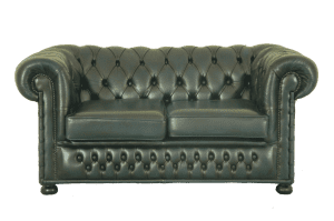 gebruikte blauwe twee zits chesterfield bank