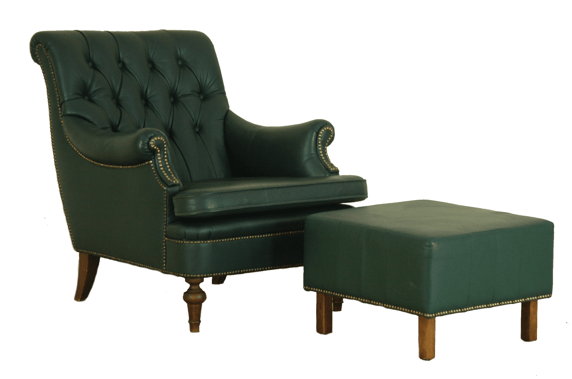 midi high back chair en footstool in forrest green