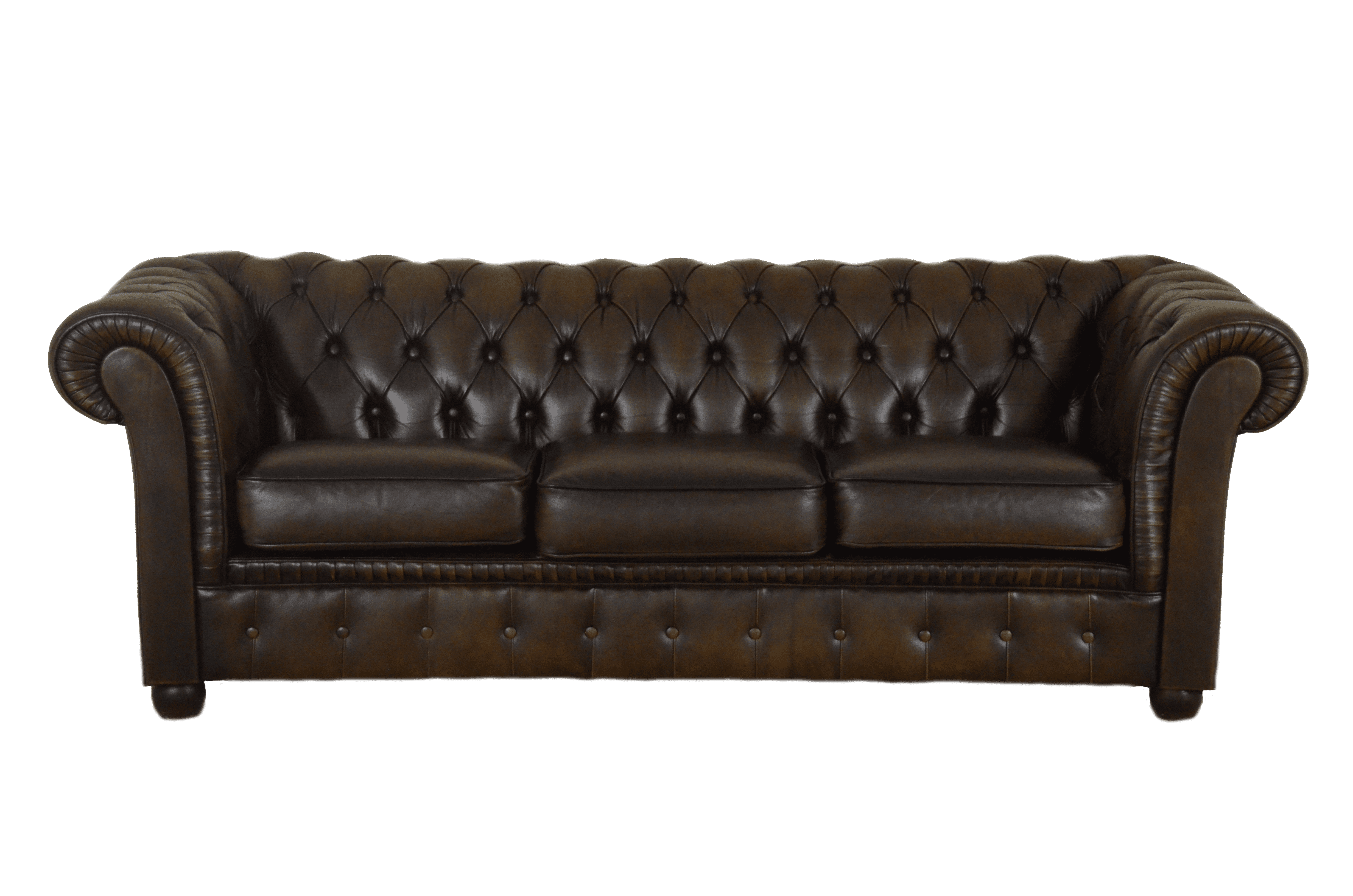 basic driezits gebruikte chesterfield in goudbruine kleur