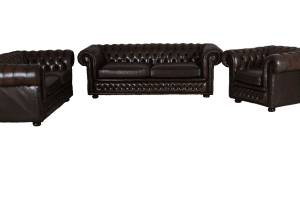 gebruikte 3+2+1 chesterfield set in de warme kleur roest bruin.