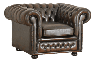 gebruikte 3+2+1 chesterfield set in de warme kleur roest bruin.