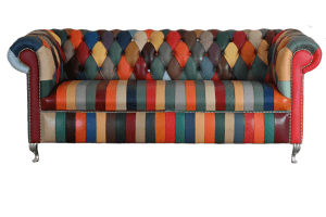 toonkamermodel multicolor stripe chesterfield bank