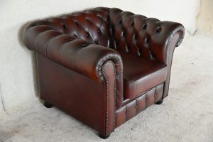 gebruikte roestbruine chesterfield fauteuil met garantie