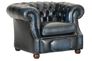 low back chair chesterfield in ant. blue