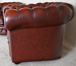 gebruikte chesterfield stoel in roest bruin met garantie