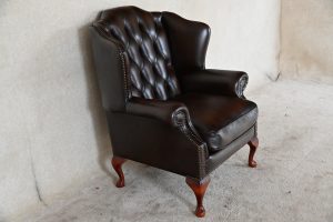 high back chair flatwing occasion in antique brown