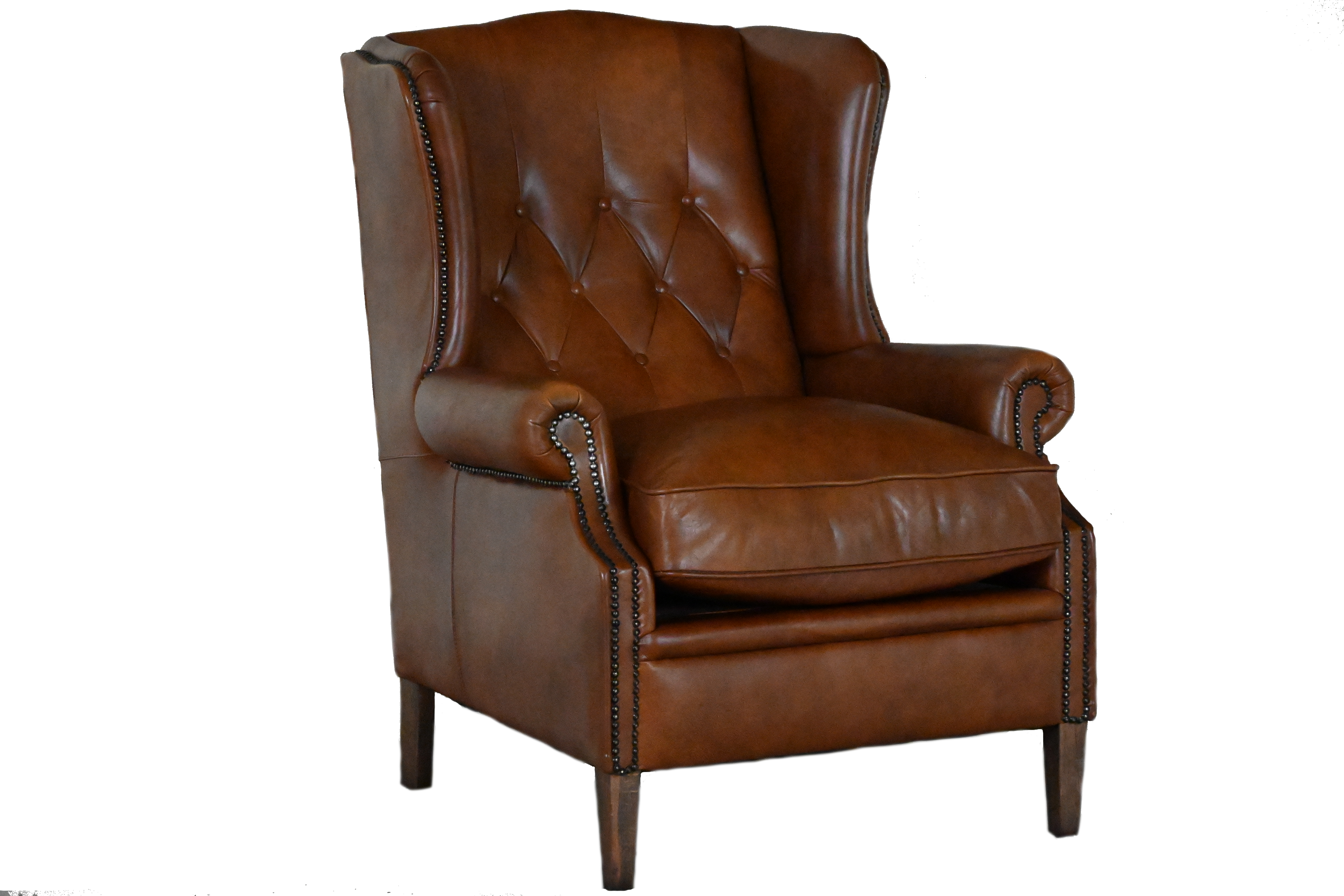 Engelse chesterfield oorfauteuil gebruikt