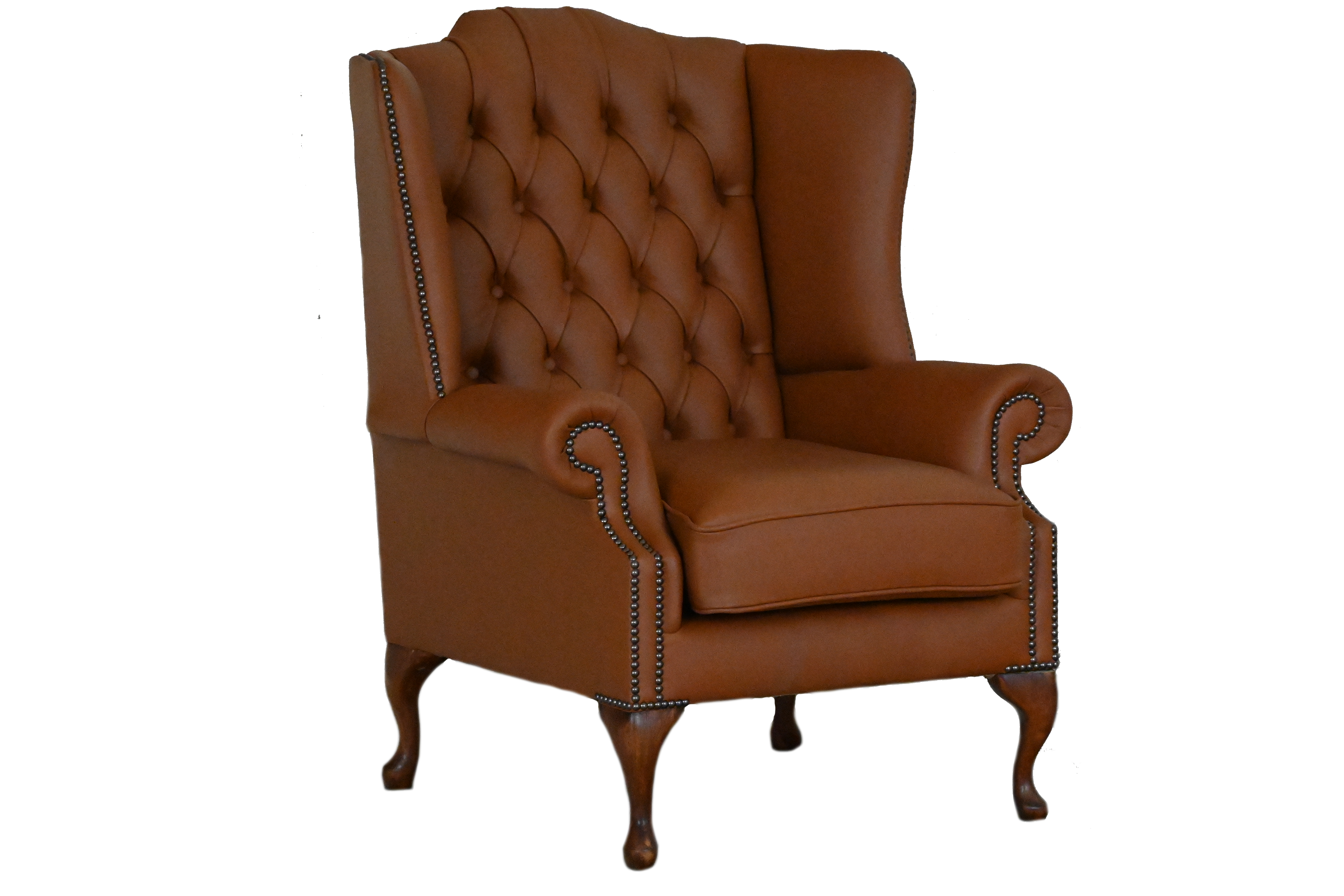 Ontdek de High Class Plain Wingchair Collection actie met tijdloze Chesterfield oorfauteuils in luxe leer in de kleur Elmo Tan
