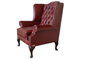 Ontdek de High Class Flat Wingchair Collection actie met tijdloze Chesterfield oorfauteuils in luxe leer in de kleur Old English Chesnut
