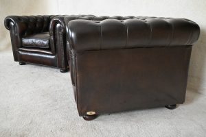 2 Low Back Chesterfields in ant. Brown