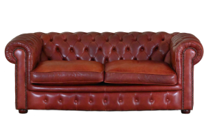 Een vintage Buckingham de Luxe Chesterfield 3-zits in Oxblood red leder. Met zachte kussens en een doorleefde uitstraling is dit een echte blikvanger.#255204