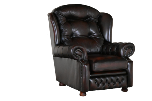 Hoge Chesterfield fauteuil Suzy met dikke rugsteun en stevig zitkussen. In topstaat, duurzaam en met garantie. Direct leverbaar.