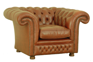 Koop een bijna nieuwe full size Burlington Chesterfield fauteuil in luxury leather burgundy. Dit robuuste meubel van 3 jaar oud.