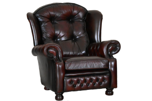 Comfortabele Chesterfield oorfauteuil Sandringham met stevig zitkussen en zachte rug. In goede staat met gebruikerssporen. Duurzaam én met garantie.