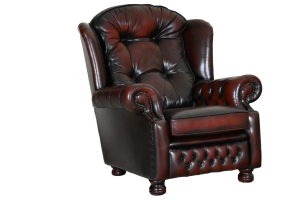 Comfortabele Chesterfield oorfauteuil Sandringham met medium tot zacht zitkussen en zachte rug. In goede staat. Duurzaam én met garantie.