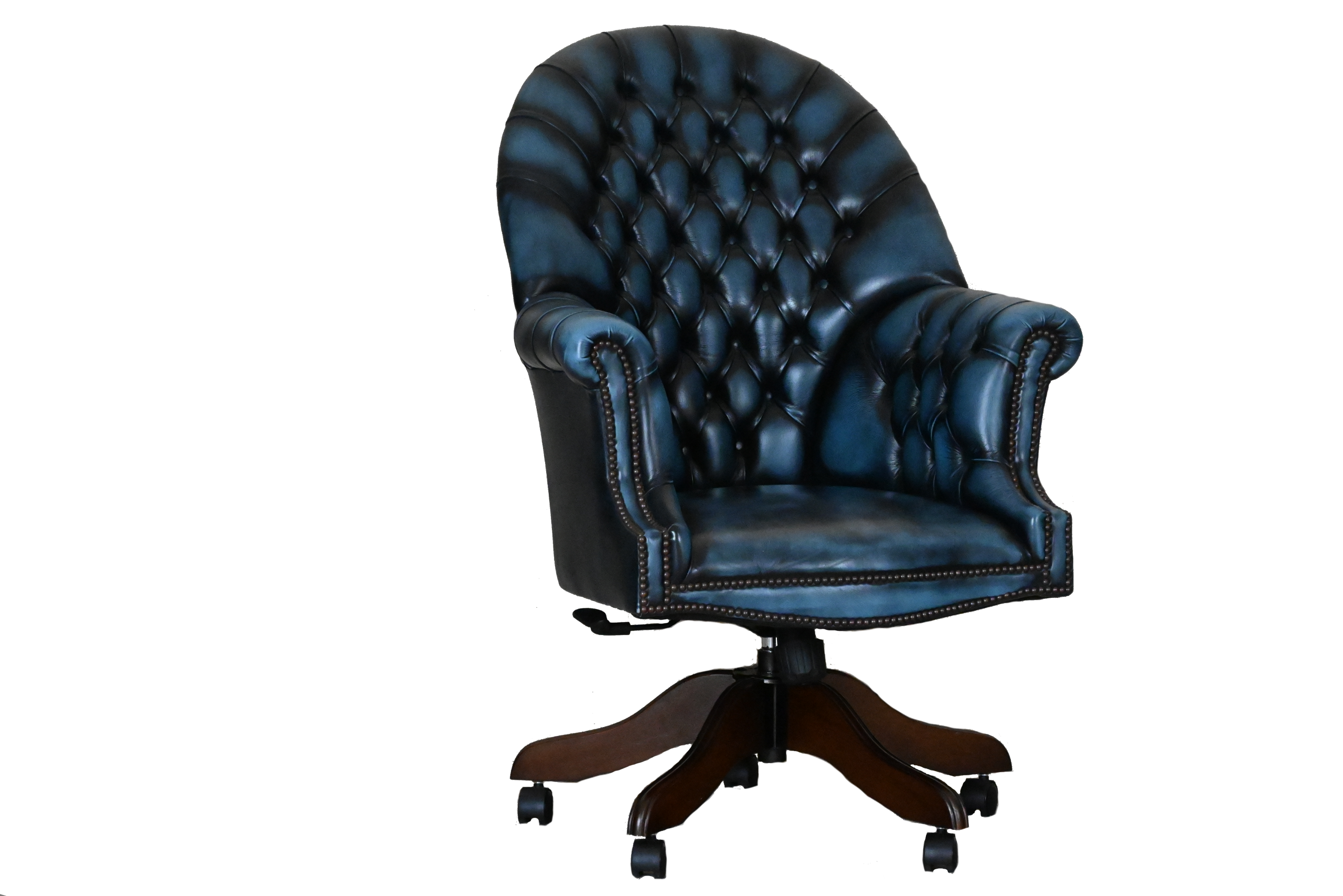 Stijlvolle gebruikte Chesterfield bureaustoel met draaifunctie. In hoogte verstelbaar, perfecte staat en met garantie. Een slimme, duurzame keuze!