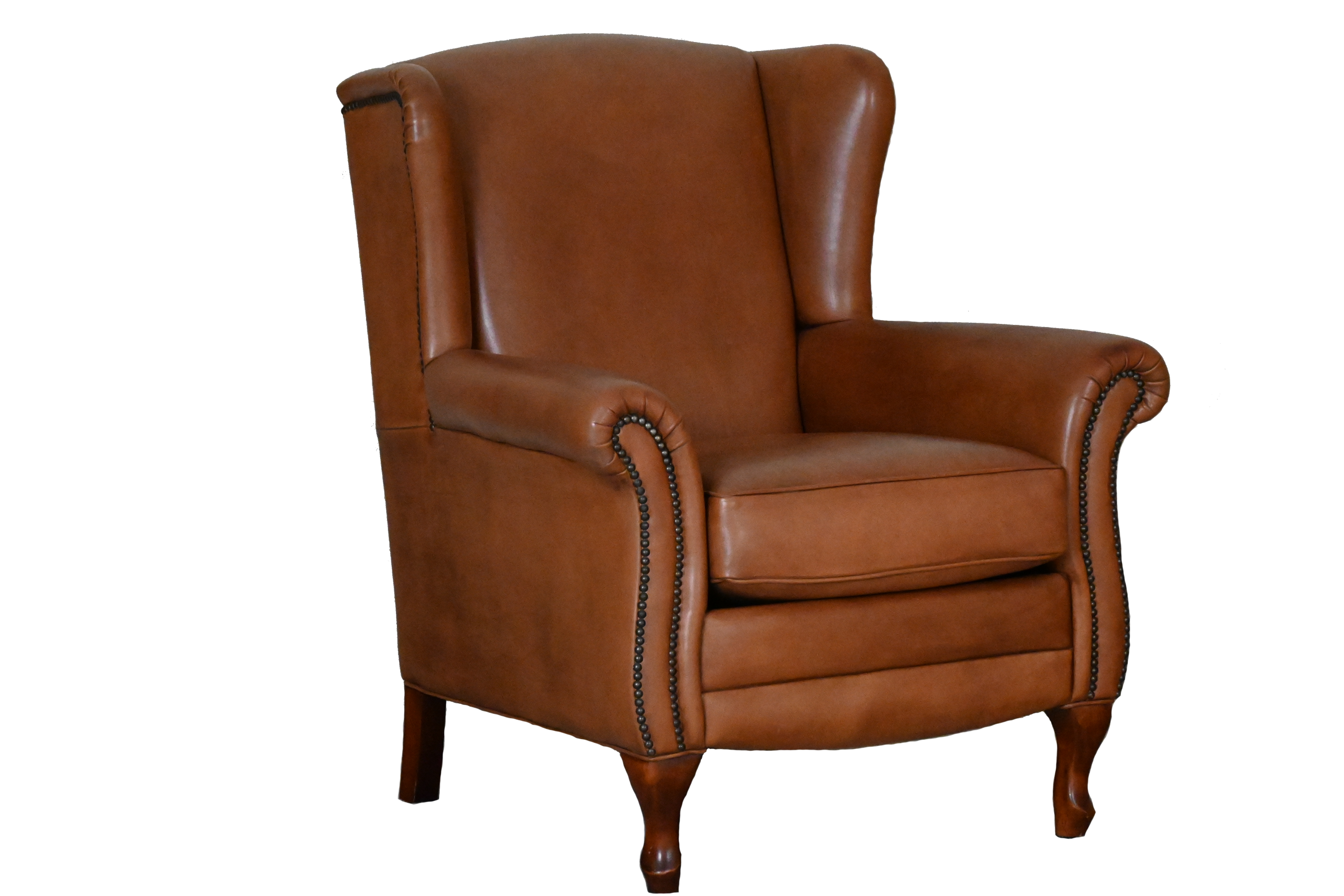 Elegante gebruikte Chesterfield oorfauteuil in compact formaat. Gemaakt van luxe leer, uitstekend zitcomfort en perfect voor kleinere personen.