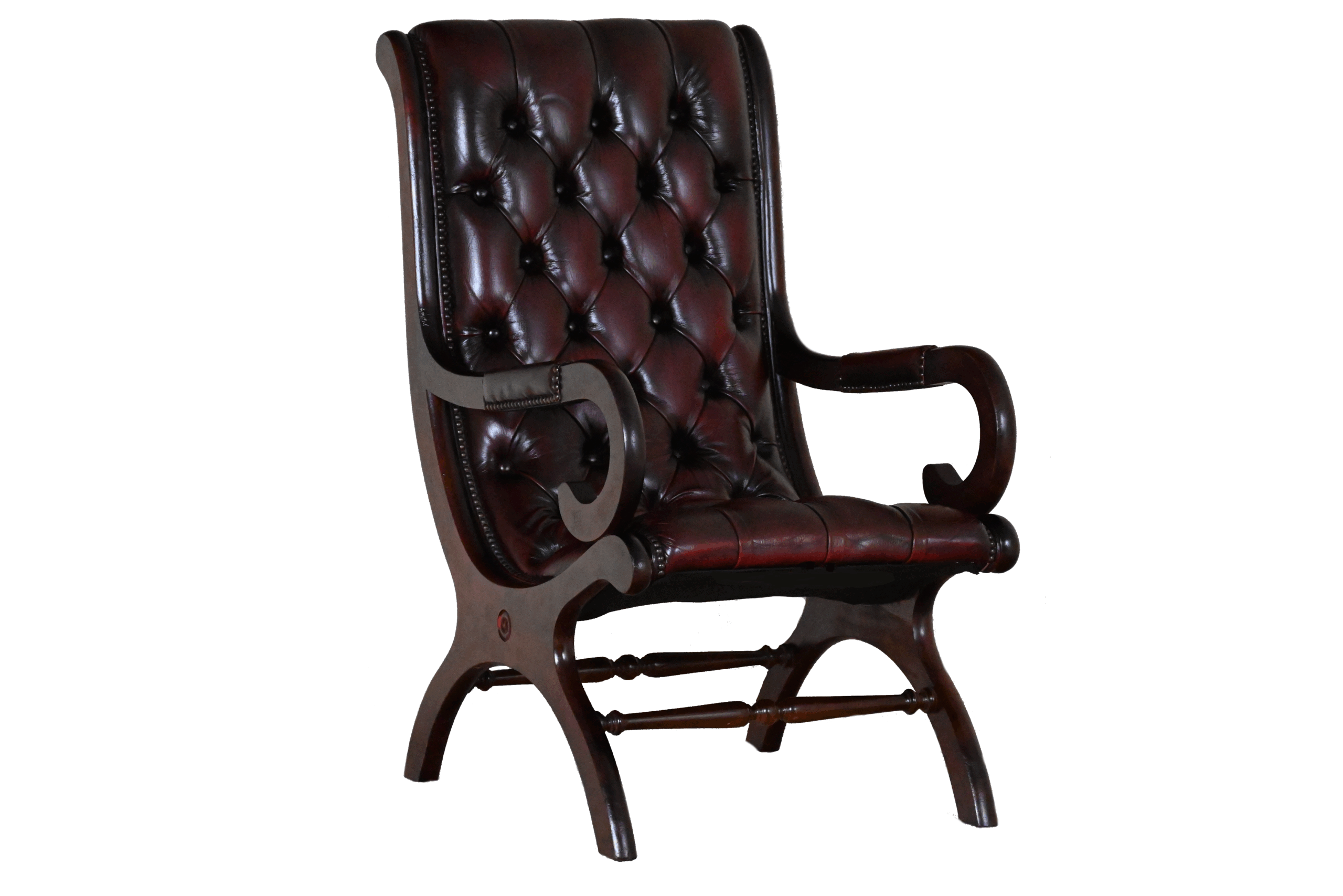 Deze Chesterfield slipper stand-chair heeft een stevige zit en een klassiek design. In goede staat en geleverd met garantie. Duurzame en stijlvol.